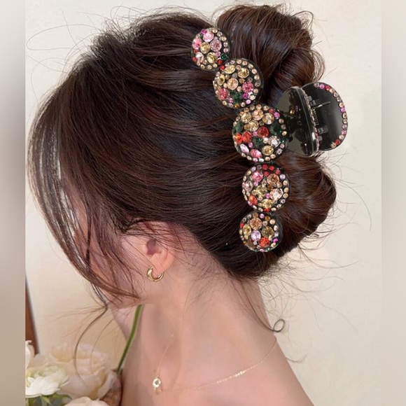 ✨NEW Elegant Rainbow 🌈 Multicolor Crystal Rhinestone Hair Clip Claw - Picture 2 of 3